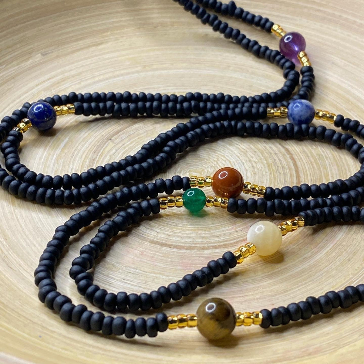 Black Chakra Balance Waist Beads